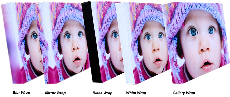 Photo Border Options: Blur Wrap, Mirror Wrap, Black Wrap, White Wrap, Gallery Wrap